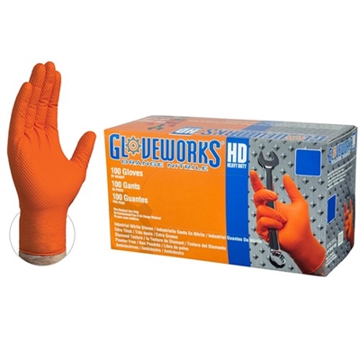 GloveworksÂ® HD Orange Nitrile Industrial Latex Free Disposable Gloves