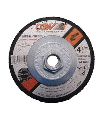 4.5" X 5/8"-11 GRINDING WHEEL - 24 GRIT - 1/4" THICK