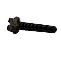 10-32 X 1 Slotted Indented Hex Washer Machine Screw Steel Black Oxide