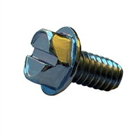 10-32 X 3/8 Slotted Serrated Indented Hex Washer Machine Screw Steel Zinc