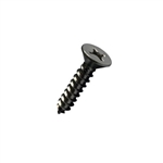 #8-15 X 3/4 Phil Flat Self Tapping Sheet Metal Screw (SMS) Stainless Steel Blk Ox