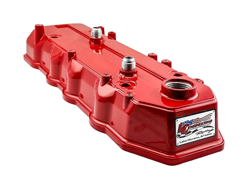 Red Valve Cover (w/ AN Fittings) - 22R/RE/RET(9 Bolt Hole)
