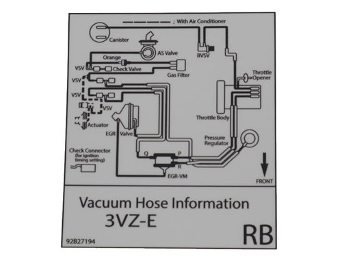 Vacuum Hose Information Decal