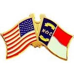 VIEW North Carolina/American Flags Lapel Pin