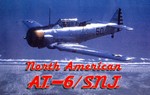 Color photo of a North American AT-6 SNJ Texan Advanced training airplane.