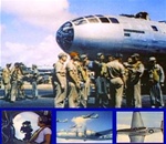 World War 2 color photos of Boeing B-29 Superfortress bombers and their crews and North American P-51 Mustangs fighters operating from Tinian and Saipan  against Japan in World War 2,  as shown in the films The Last Bomb and Saipan Superforts