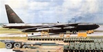 Color photo of Boeing B-52D Stratofortress bomber, part of the 4258th Strategic Wing, based in U Tapao, Thailand during operation Arc Light in the Vietnam War.