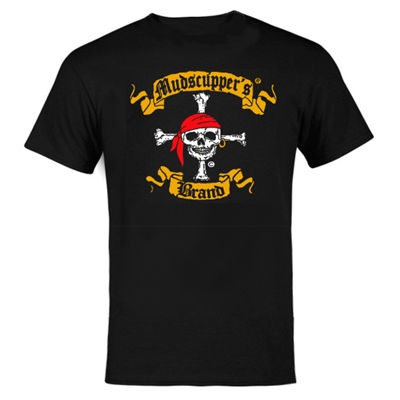 Black T-Shirt - Red Bandana Skull Logo Mudscupper's