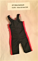 Outfit - 20" Male Black & Red Swimsuit