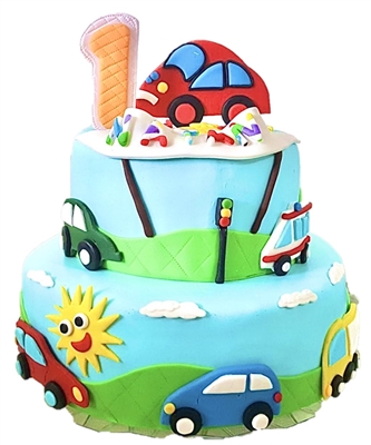 Double Cars Birthday Cake