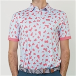 Flyte Golf Men's Spotted Polo, Powder/Pink