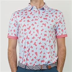 Flyte Golf Men's Spotted Polo, Powder/Pink
