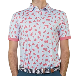 Flyte Golf Men's Spotted Polo, Powder/Pink