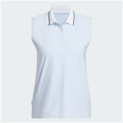 adidas Women's Beyond the Course Twistknit Sleeveless Polo Shirt, Crystal Sky