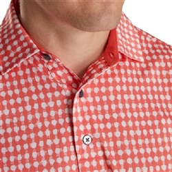 FootJoy Lisle Gingham Fray Print - Color Coral/White