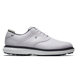 FootJoy Men's Traditions Spikeless Golf Shoes, White/Navy