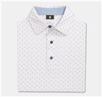 Footjoy Flower Bud Lisle Polo - White/Pistachio/Orange/Blue Jay