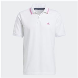 adidas Mens Go-To Pique Polo, White/Pink