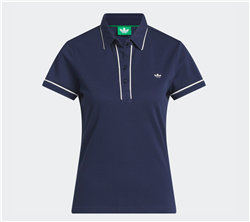 adidas Women's Originals Twistknit Trefoil Polo Shirt, Night Indigo