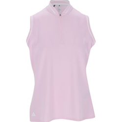 adidas Women's Zip Sleeveless Polo, Pink