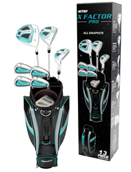 Nitro X Factor 13 Piece Golf Set All Graphite Ladies, Right Handed, Teal/Silver