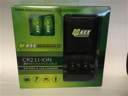 CR2 LI-ION 3V Rechargeable Rangefinder Battery & Charging Set