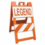 Plasticade Barricade Type II Orange - 12" x 24" Top Panel Sign Custom Legend in High Intensity Prismatic Grade,
8" x 24" Bottom Panel High Intensity Prismatic Striped Sheeting