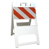 Plasticade Barricade Type I White - 12" x 24" Top Panel Engineer Grade Striped Sheeting