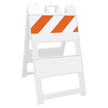 Plasticade Barricade Type I White - 8" X 24" Top Panel Engineer Grade Striped Sheeting