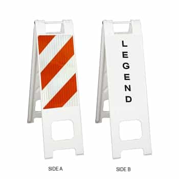 Narrowcade White - 12" x 24" Diamond Grade Striped Sheeting (side A)
12" x 24" Diamond Grade Sign Legend (side B)