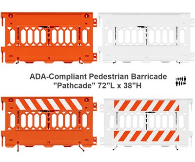 ADA-Compliant Pedestrian Barricade "Pathcade" by Plasticade 72"L x 38"H