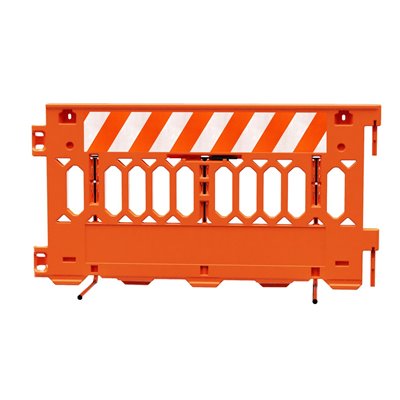 ADA-Compliant Plastic Barricade PATHCADE, 2008-O-DGR-T, Orange. One Section of Diamond Grade Striped on one side of the barricade, RIGHT Top Only One Side
