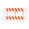 "Emergency Response Plastic Barrier PATHCADE, 2008-W-DGL, White. Two Sections of Diamond Grade Striped sheeting on one side of the barricade, LEFT  Top & Bottom  One Side"