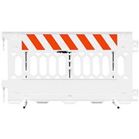 "Pedestrian Dividers and Barricade PATHCADE, 2008-W-EGL-T, White. One Section of Engineer Grade Striped sheeting on one side of the barricade, LEFT  Top Only  One Side"