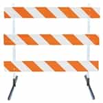 4' Type III-Power Post 63" Uprights and Angle Iron Feet with High Intensity Prismatic
Grade Striped Sheeting - One Side