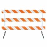 6' Type III-Power Post 63" Uprights and Angle Iron Feet with High Intensity Prismatic
Grade Striped Sheeting - One Side