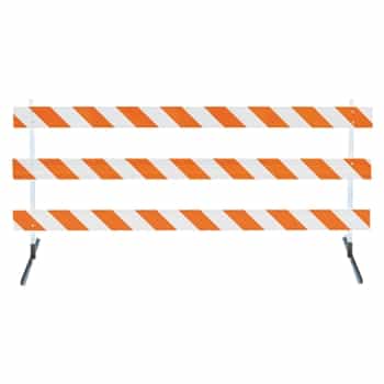 8' Type III-Power Post 63" Uprights and Angle Iron Feet with High Intensity Prismatic
Grade Striped Sheeting - One Side