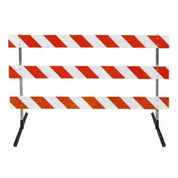 6' Type III-Angle Iron Feet & Telespar  63" Uprights with High Intensity Prismatic Grade
Striped Sheeting - Both Sides