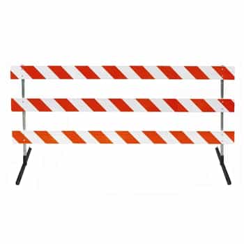 8' Type III-Angle Iron Feet & Telespar  63" Uprights with High Intensity Prismatic Grade
Striped Sheeting - One Side