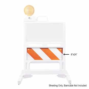 Safetycade - Corrugated  Plastic Panel 8x24 with Engineer Grade Striped Sheeting, right stripe.