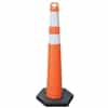 42" Orange Cone with two Silver Collars, 6" top tier, 4" next tier