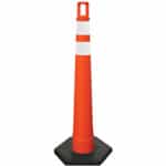 Orange cone with two stripes of diamond grade sheeting, 4" wide stripes