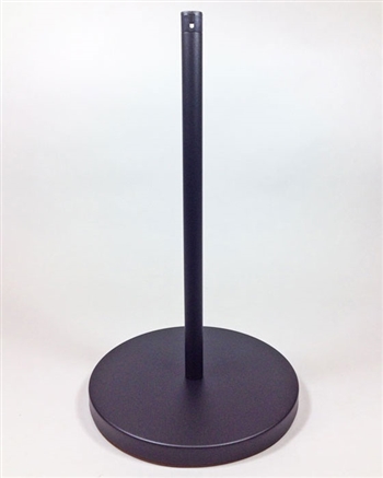 Museum & Art Gallery Stanchion, 16" Tall, Black Powder Coat "Q-Cord"