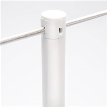 Museum & Art Gallery Stanchion, 16" Tall, White Powder Coat "Q-Cord"