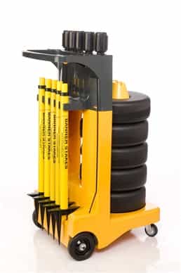 Package: 5 Universal Barriers with a 12' Retractable Belt and a Cart
