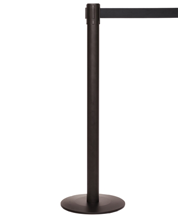 Ultra-Slim Profile 11' ft. Belt Stanchion - Indoor Black Finish - "Q-Boss" QB500CV