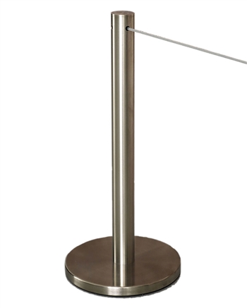 "Q-Cord" Museum Stanchion with Retractable 7' Cord, Stainless Steel, 20" H