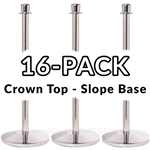 Economy Rope Stanchion Crown Top - Polished Steel - 16 PACK, H-4488