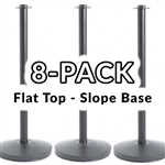 Economy Rope Stanchion Flat Top - Black - 8 PACK
