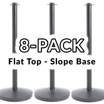 Economy Rope Stanchion Flat Top - Black - 8 PACK